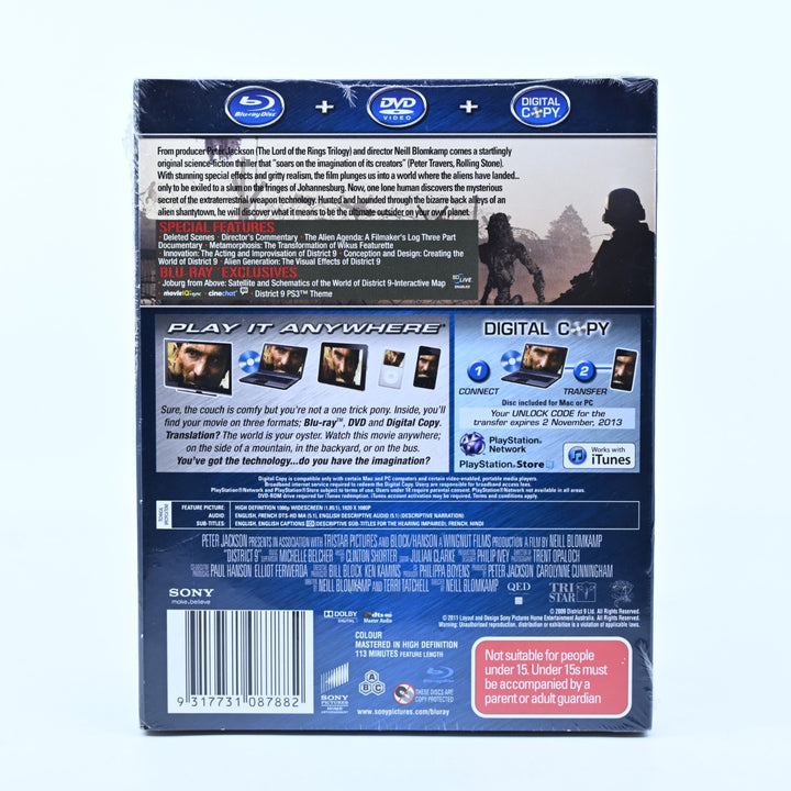 SEALED! District 9 - Triple Play - Regions B & 4 - Blu-ray & DVD