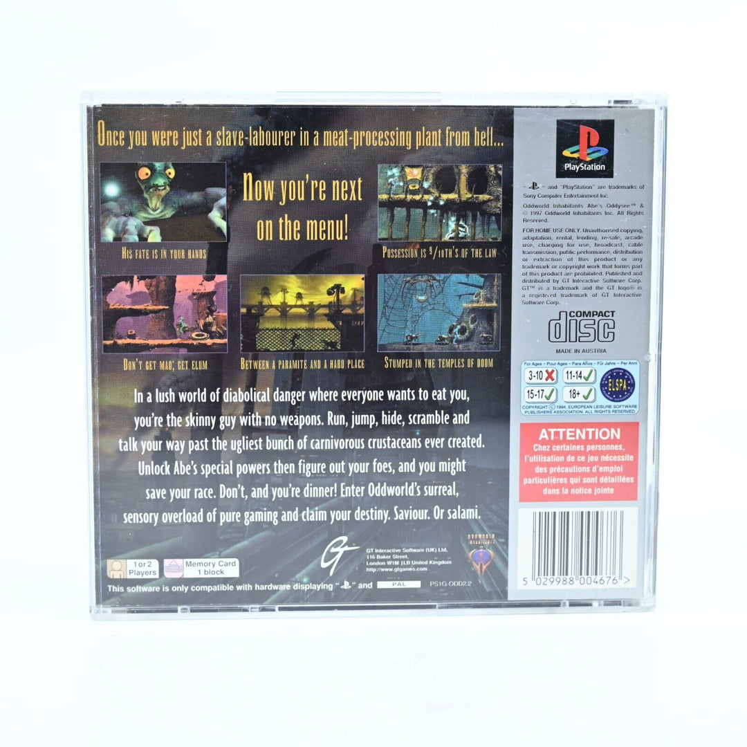 Oddworld: Abe's Oddysee - Sony Playstation 1 / PS1 Game + Manual - MINT DISC!