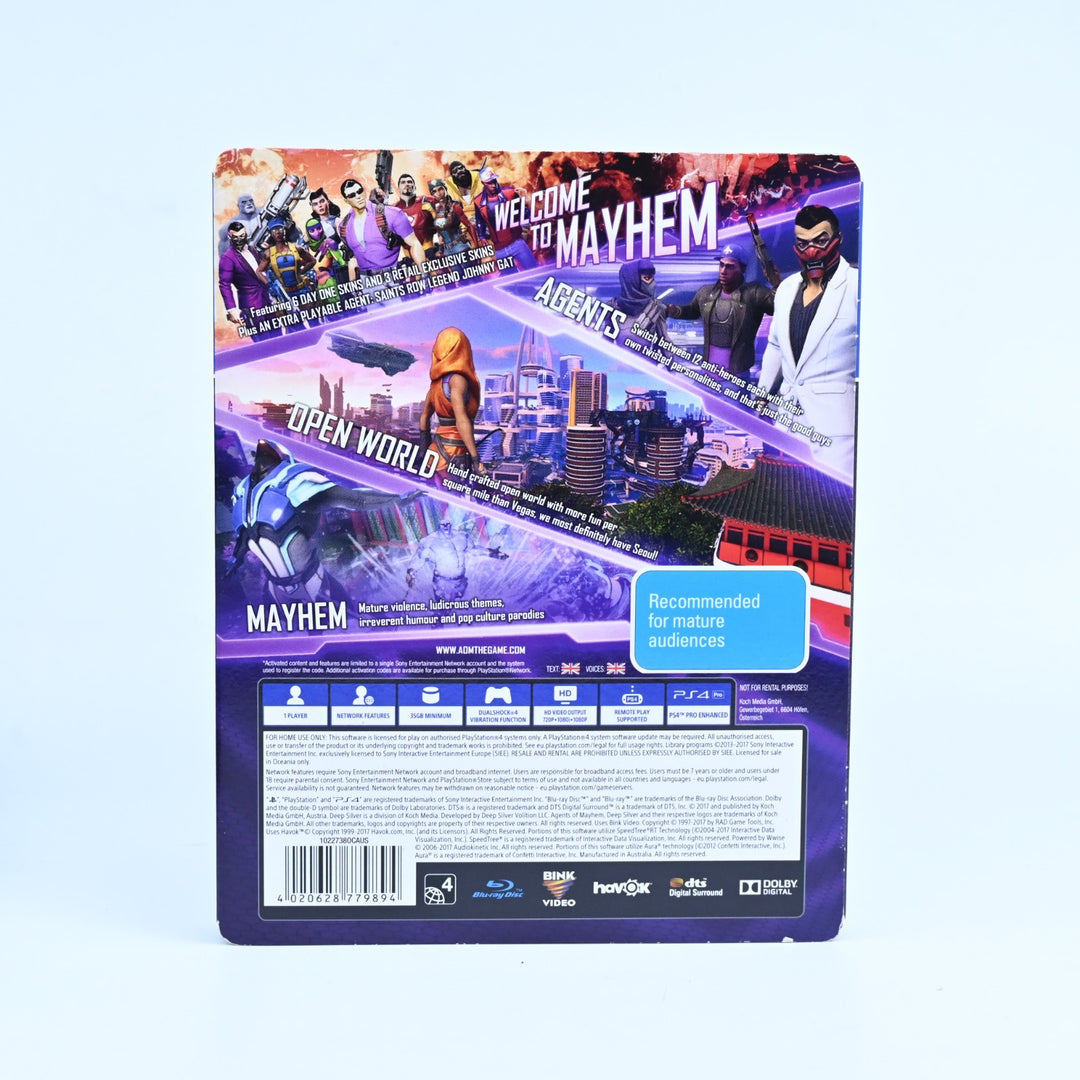 Agents Of Mayhem Steelbook - Sony Playstation 4 / PS4 Game + Manual - FREE POST!