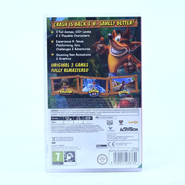 SEALED Crash Bandicoot N. Sane Trilogy - Nintendo Switch Game - FREE POST!