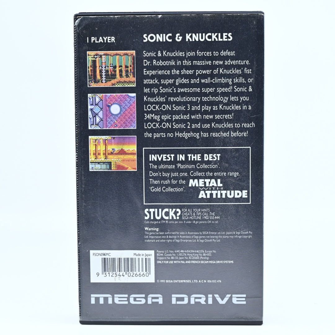 Sonic & Knuckles - Platinum - Sega Mega Drive Game - PAL - FREE POST!