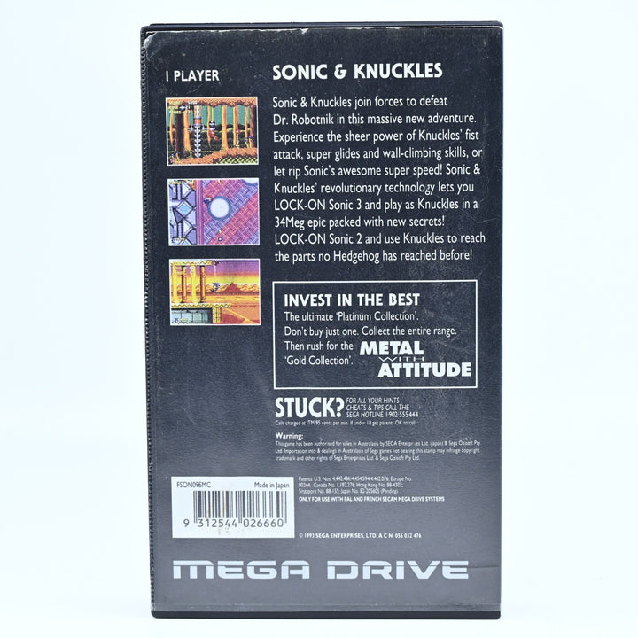 Sonic & Knuckles - Platinum - Sega Mega Drive Game - PAL - FREE POST!