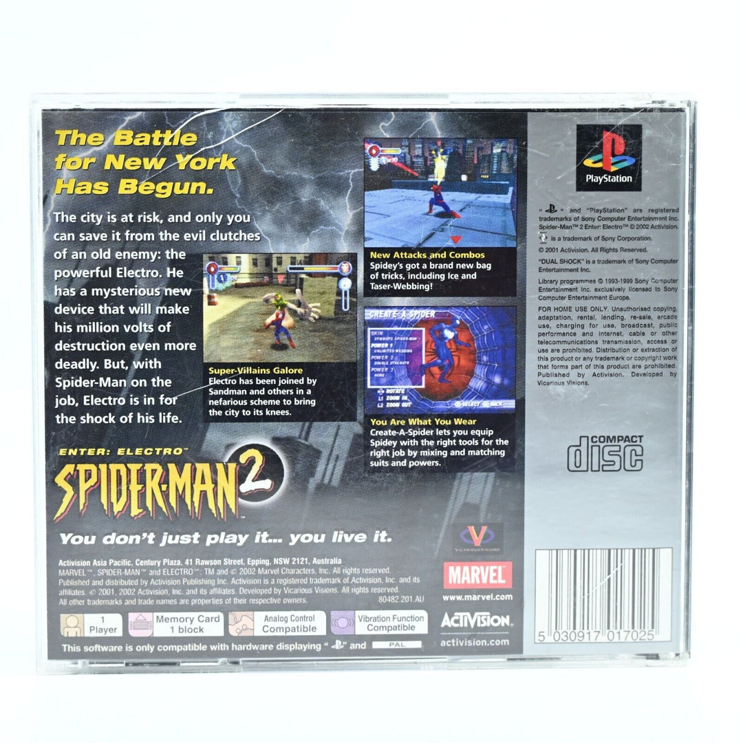 Spider-Man 2 Enter: Electro - Sony Playstation 1 / PS1 Game - PAL - MINT DISC!