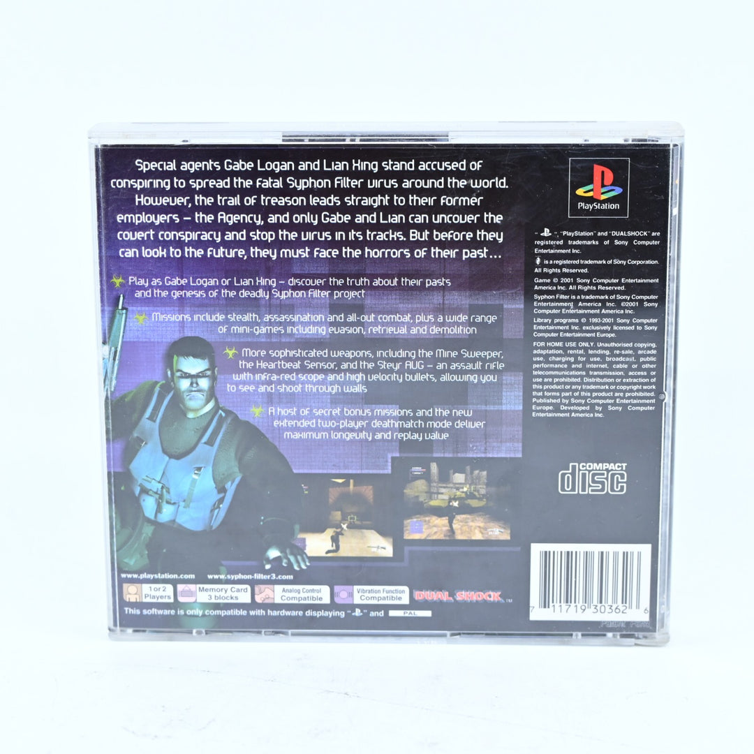 Syphon Filter 3 - Sony Playstation 1 / PS1 Game + Manual - PAL - MINT DISC!