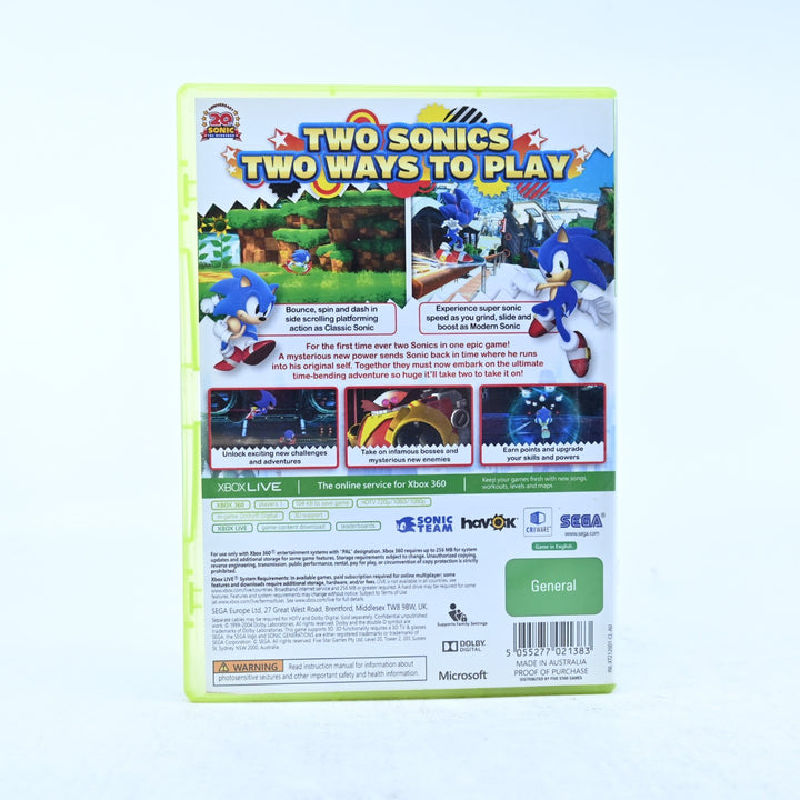 Sonic Generations - Xbox 360 Game + Manual - PAL - MINT DISC!