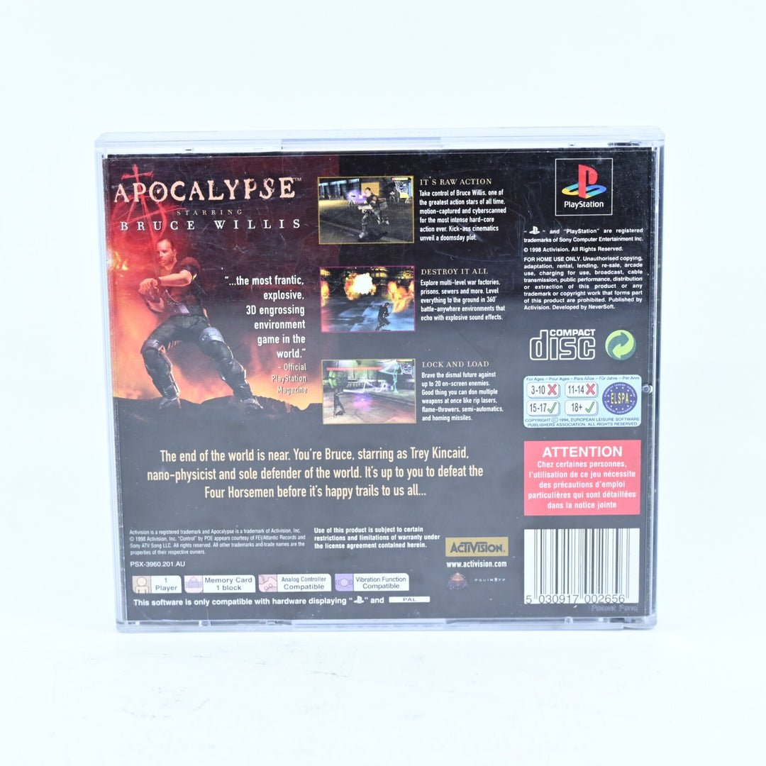 Apocalypse Starring Bruce Willis - Sony Playstation 1 / PS1 Game + Manual - PAL