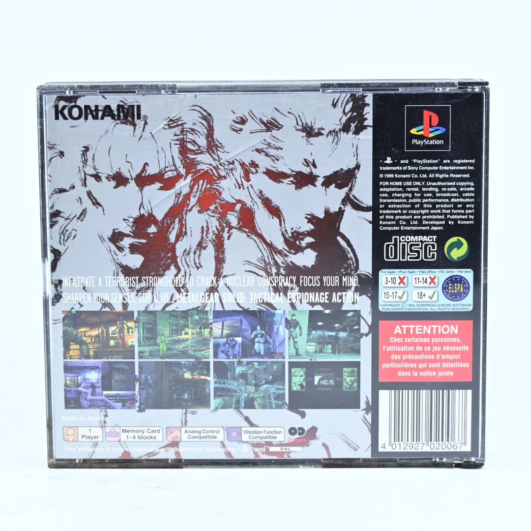 Metal Gear Solid - Sony Playstation 1 / PS1 Game + Manual - PAL - MINT DISC!