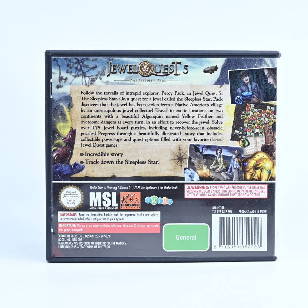 Jewel Quest 5: The Sleepless Star - Nintendo DS Game - PAL + Manual