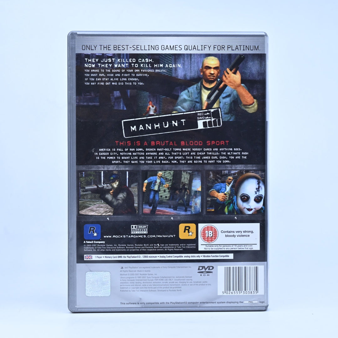 Manhunt - Sony Playstation 2 / PS2 Game + Manual - PAL - MINT DISC!