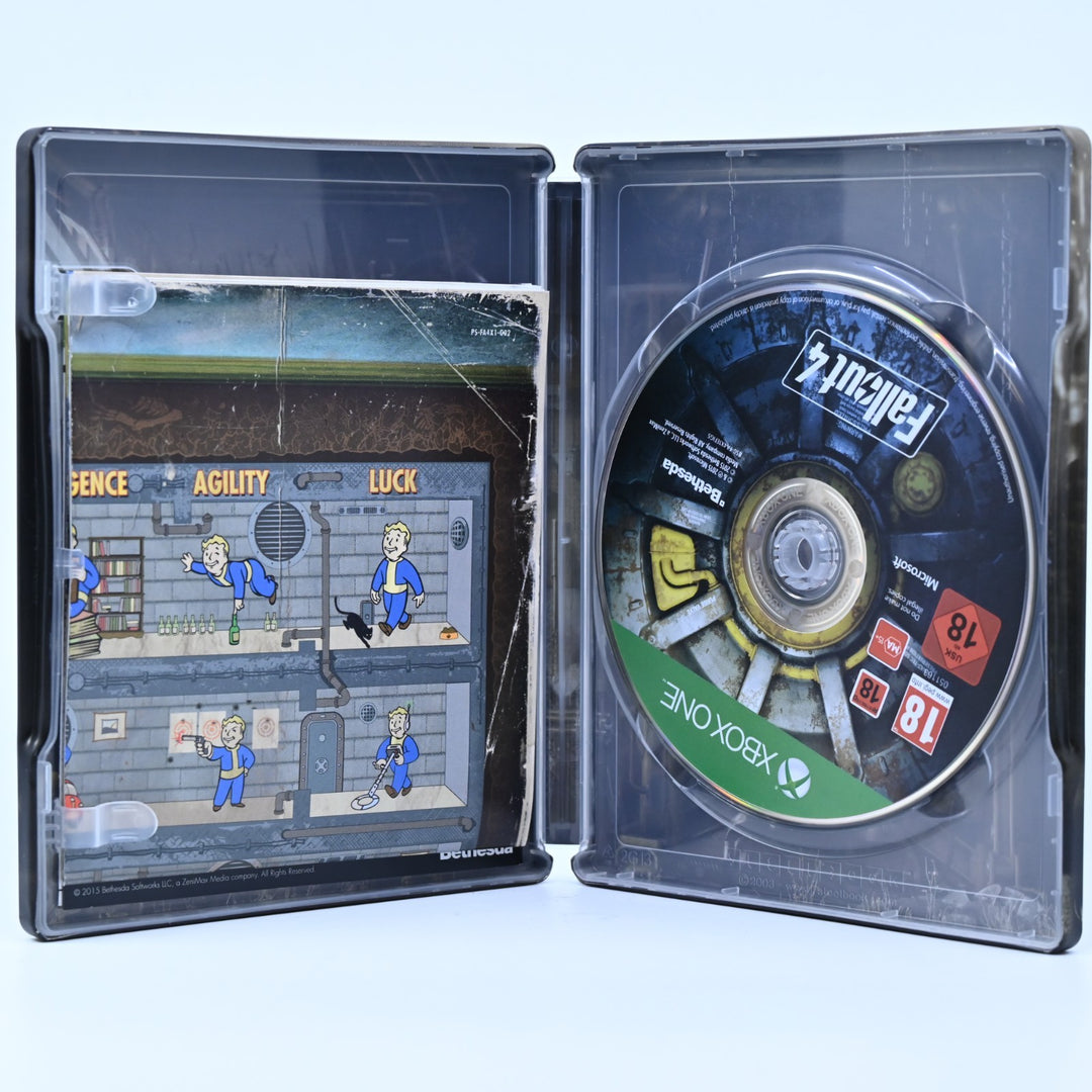 LIKE NEW! Fallout 4 - Steelbook + Perk Poster - Xbox One