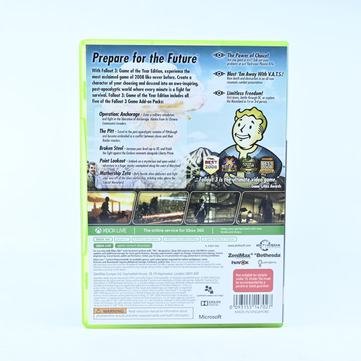 Fallout 3 GOTY Edition - Xbox 360 Game + Manual - PAL - MINT DISC!