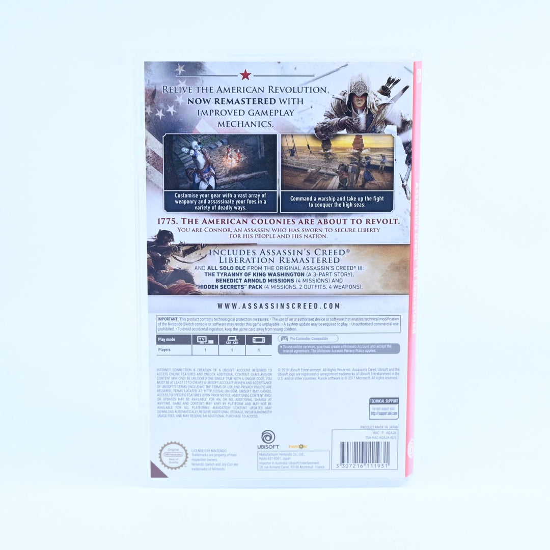 Assassin's Creed III - Remastered - Nintendo Switch Game - FREE POST!