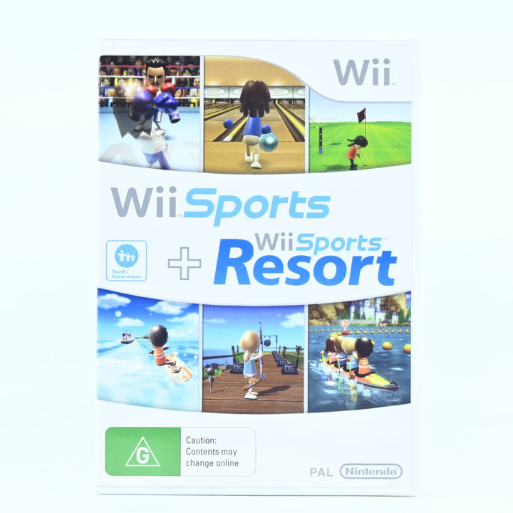 Wii Sports + Wii Sports Resort - Nintendo Wii Game + Manual - PAL - MINT DISC!