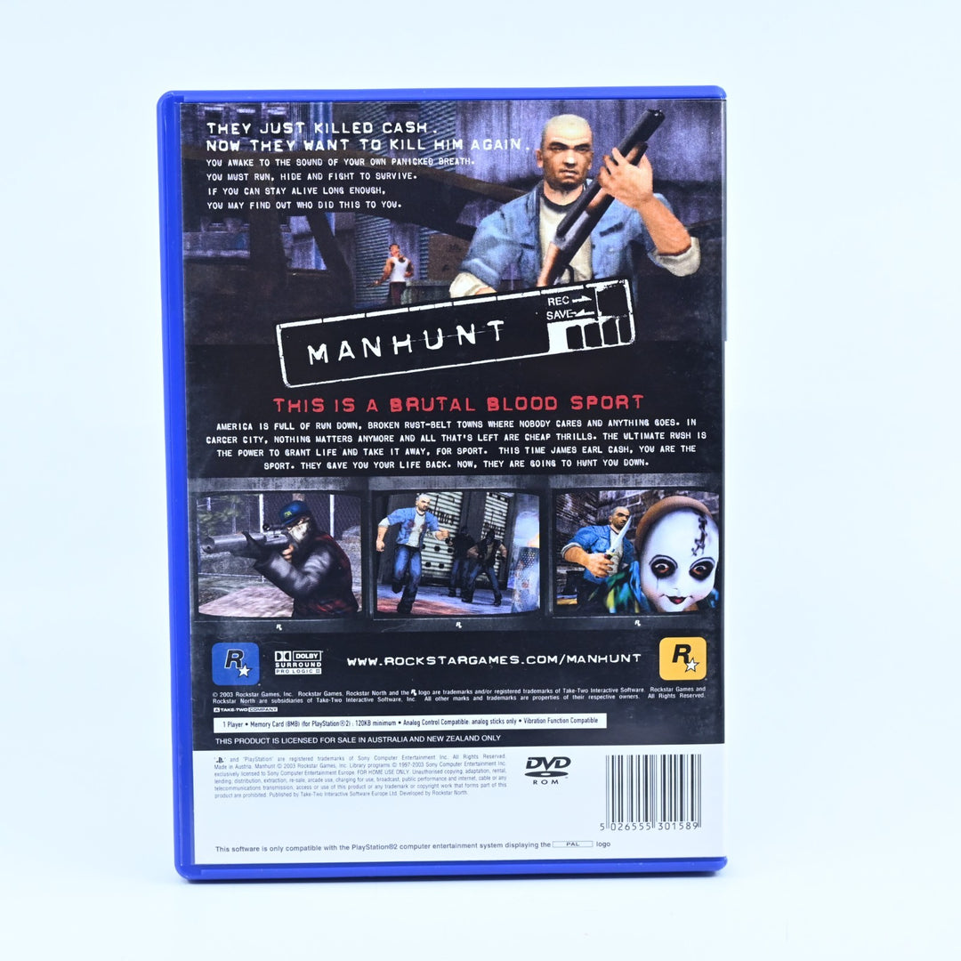 Manhunt - Sony Playstation 2 / PS2 Game + Manual - PAL - MINT DISC!