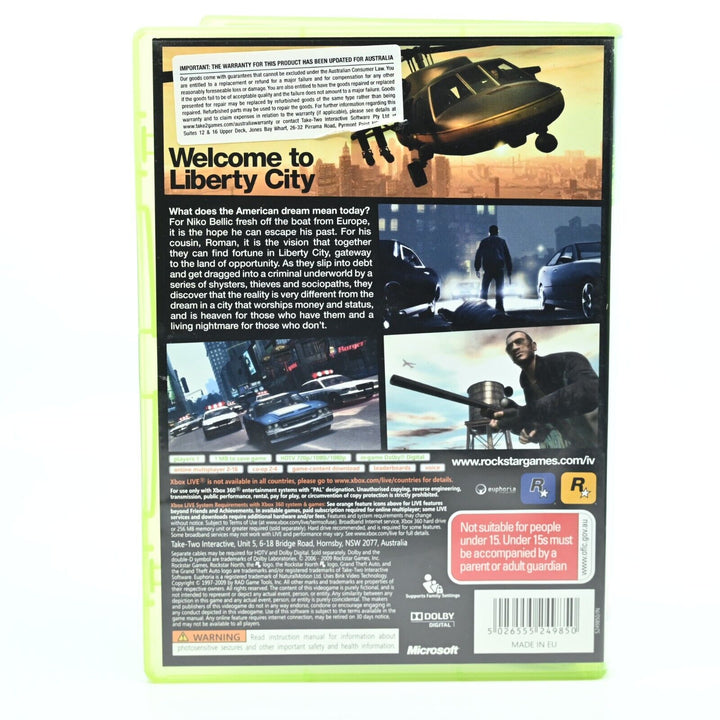 Grand Theft Auto IV 4 - Xbox 360 Game + Manual - PAL - MINT DISC!