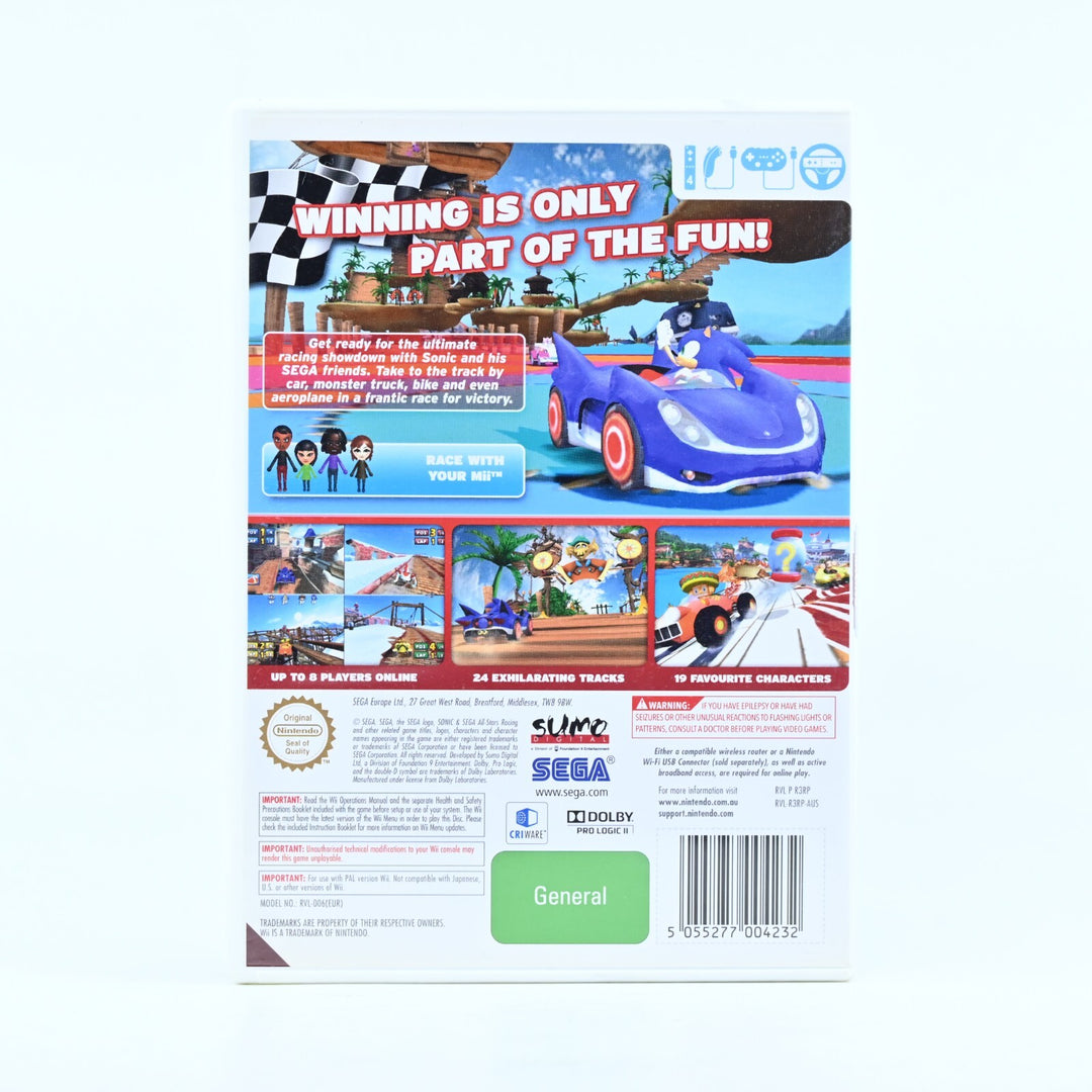 Sonic & Sega All-Stars Racing - Nintendo Wii Game + Manual - PAL - MINT DISC!