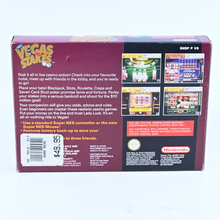 Vegas Stakes - Super Nintendo / SNES Boxed Game - PAL - FREE POST!