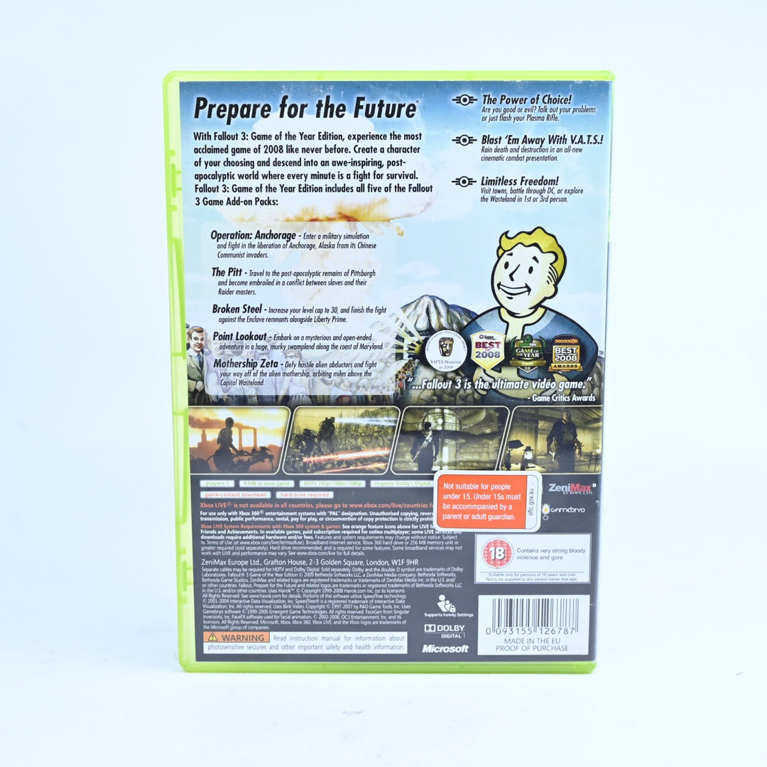 Fallout 3 - GOTY Edition - Xbox 360 Game - No Manual - PAL - MINT DISC!