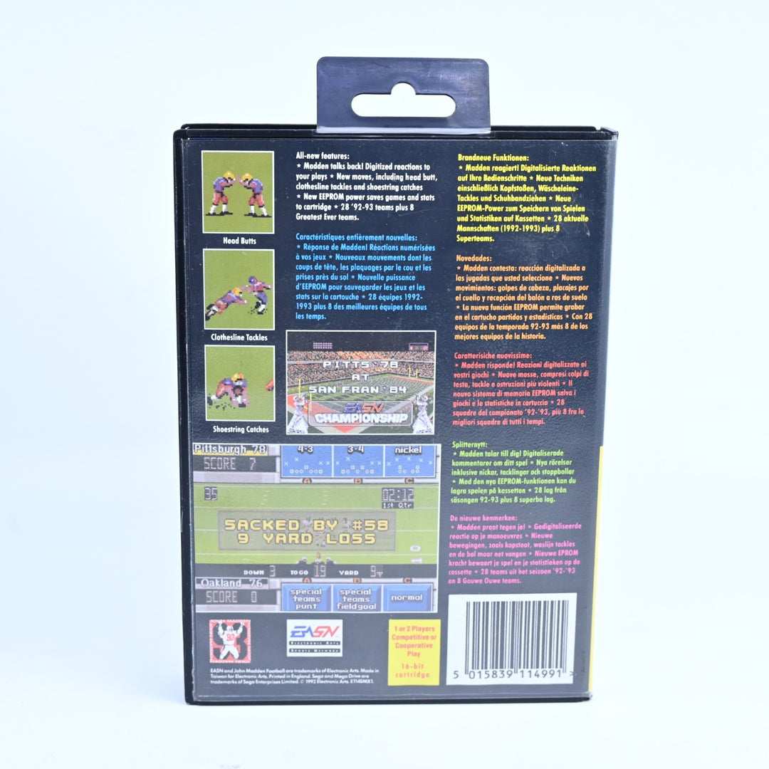 John Madden Football '93 - Sega Mega Drive Game + Manual - PAL - FREE POST!