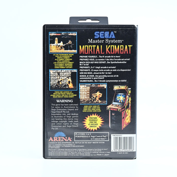 Mortal Kombat - No Manual - Sega Master System Game - PAL - FREE POST!