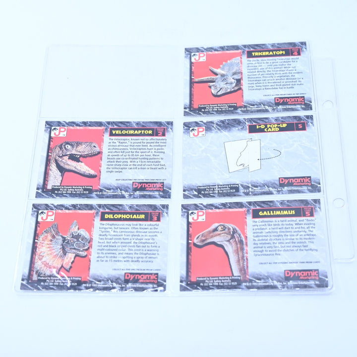 Jurassic Park Official Collector Cards Prism Cards 2-5 + Pop-up 5 - 1992 - Misc