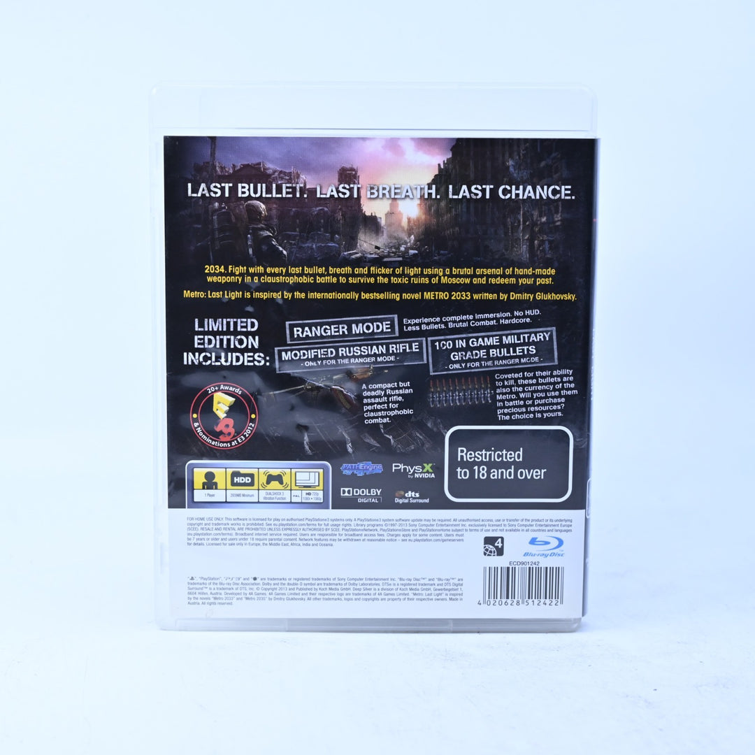 Metro: Last Light - Limited Edition - Sony Playstation 3 / PS3 Game + Manual
