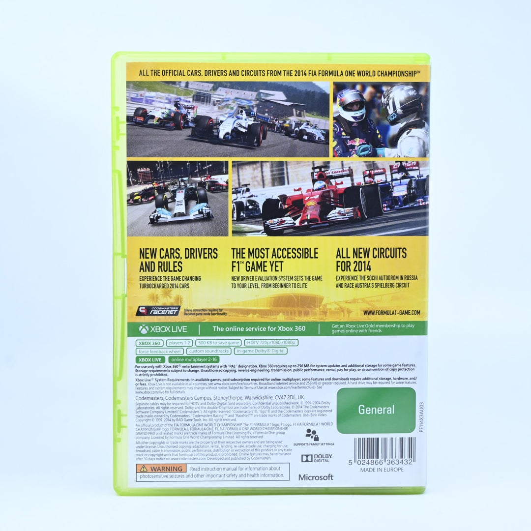 F1 Formula 1 One 2014 - Xbox 360 Game + Manual - PAL - MINT DISC!