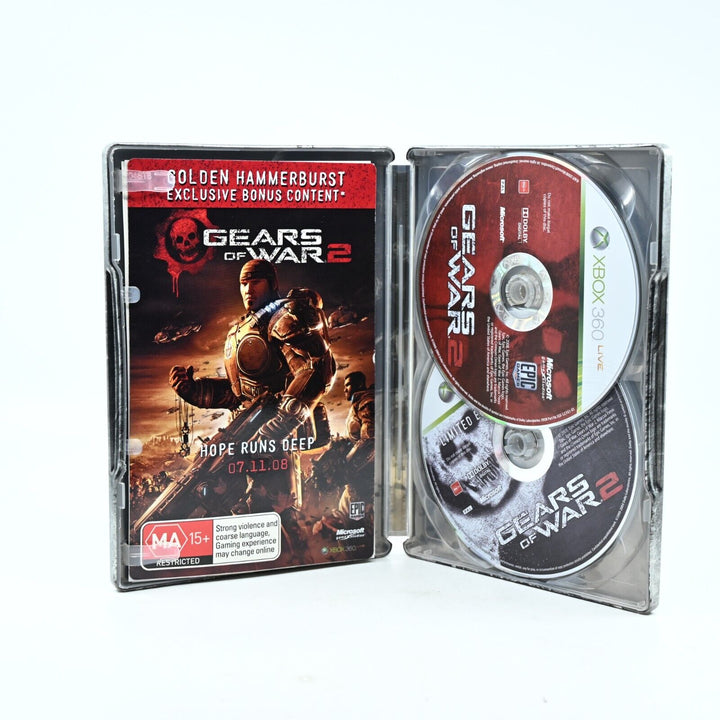 Gears of War 2 Steelbook - Xbox 360 Game + Manual - PAL - NEAR MINT DISC!