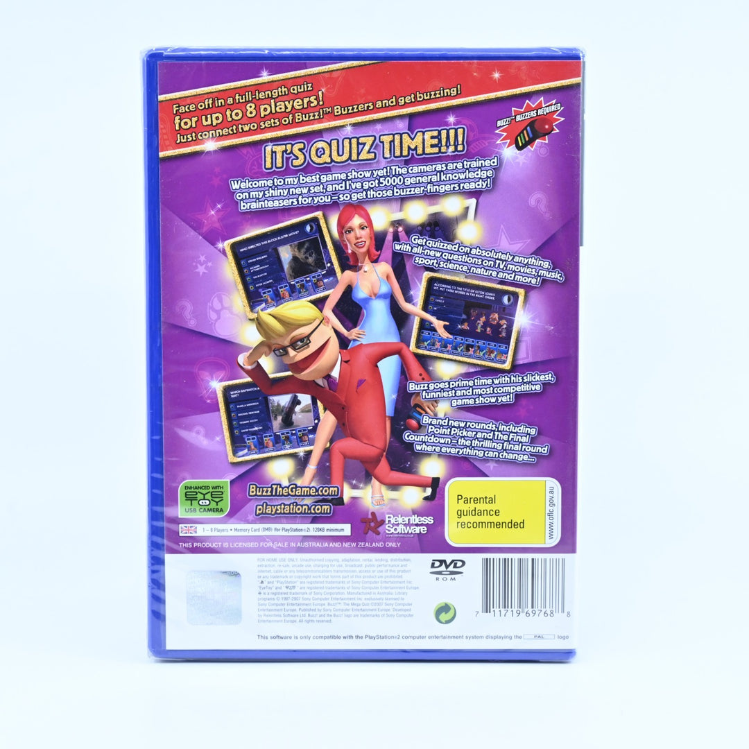 SEALED! - Buzz!: The Mega Quiz  - Sony Playstation 2 / PS2 Game + Manual - PAL