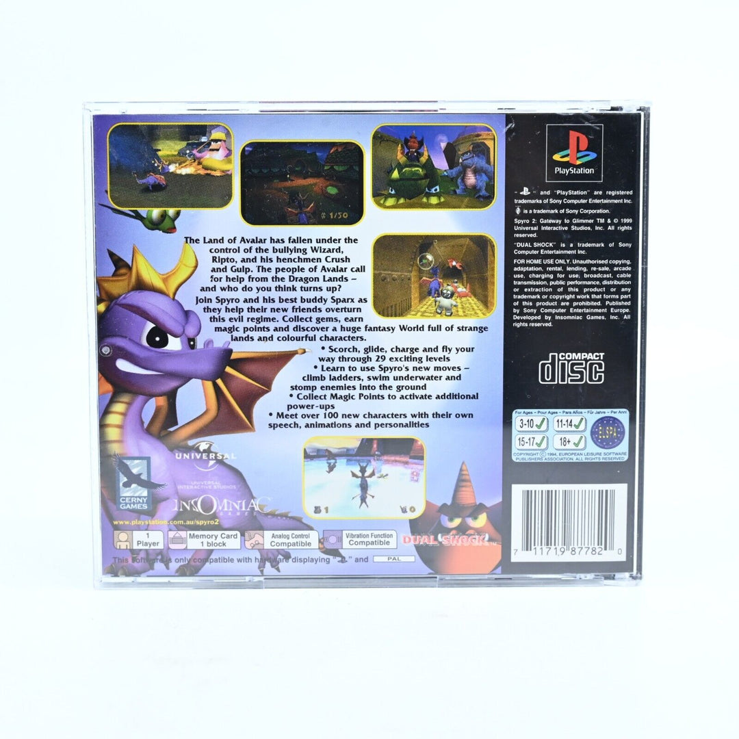 Spyro 2: Gateway to Glimmer - Sony Playstation 1 / PS1 Game + Manual - PAL