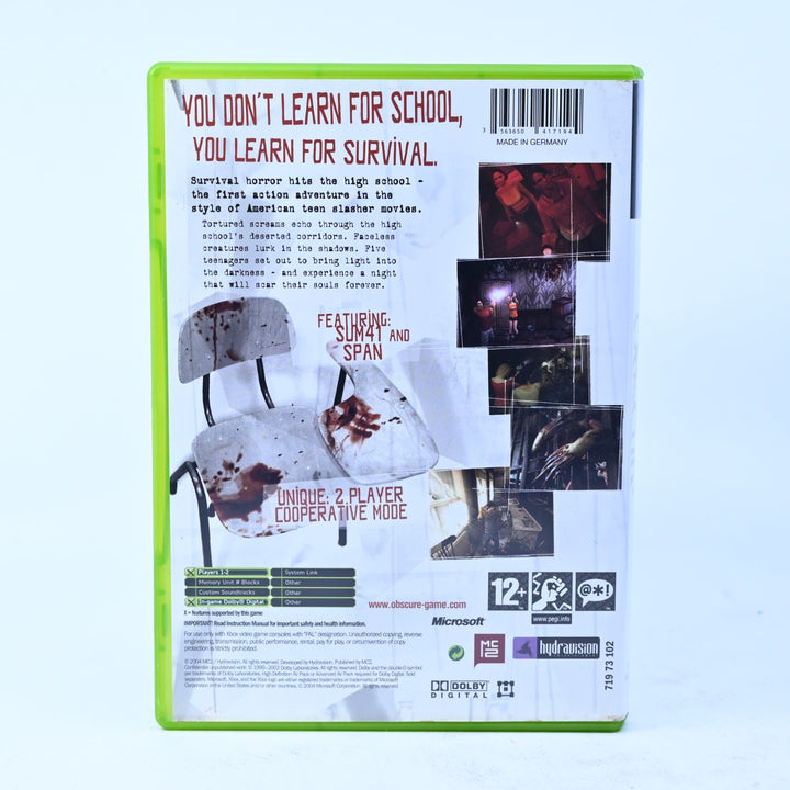 Obscure - Original Xbox Game + Manual - PAL - MINT DISC!