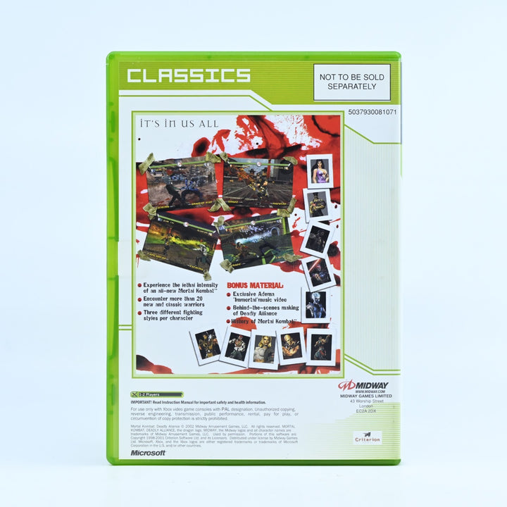 Mortal Kombat Deadly Alliance - Original Xbox Game + Manual - PAL - MINT DISC!