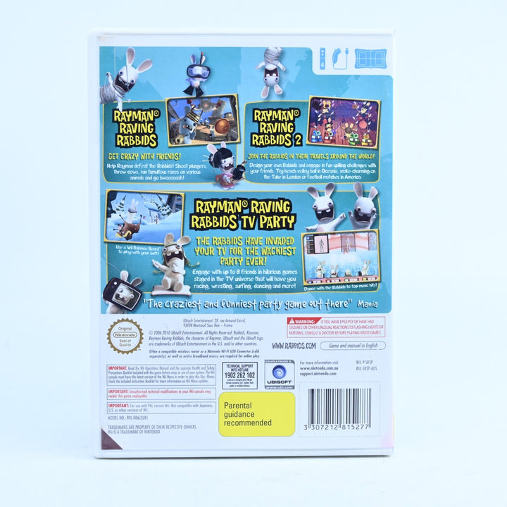 Raving Rabbids Party Collection - Nintendo Wii Game + Manual - PAL - MINT DISC!