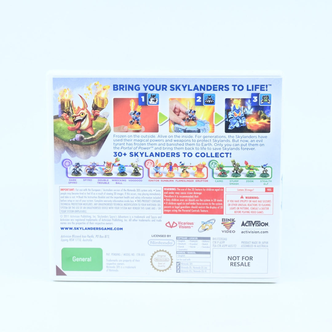Skylanders: Spyro's Adventure - Nintendo 3DS Game - PAL + Manual - FREE POST!
