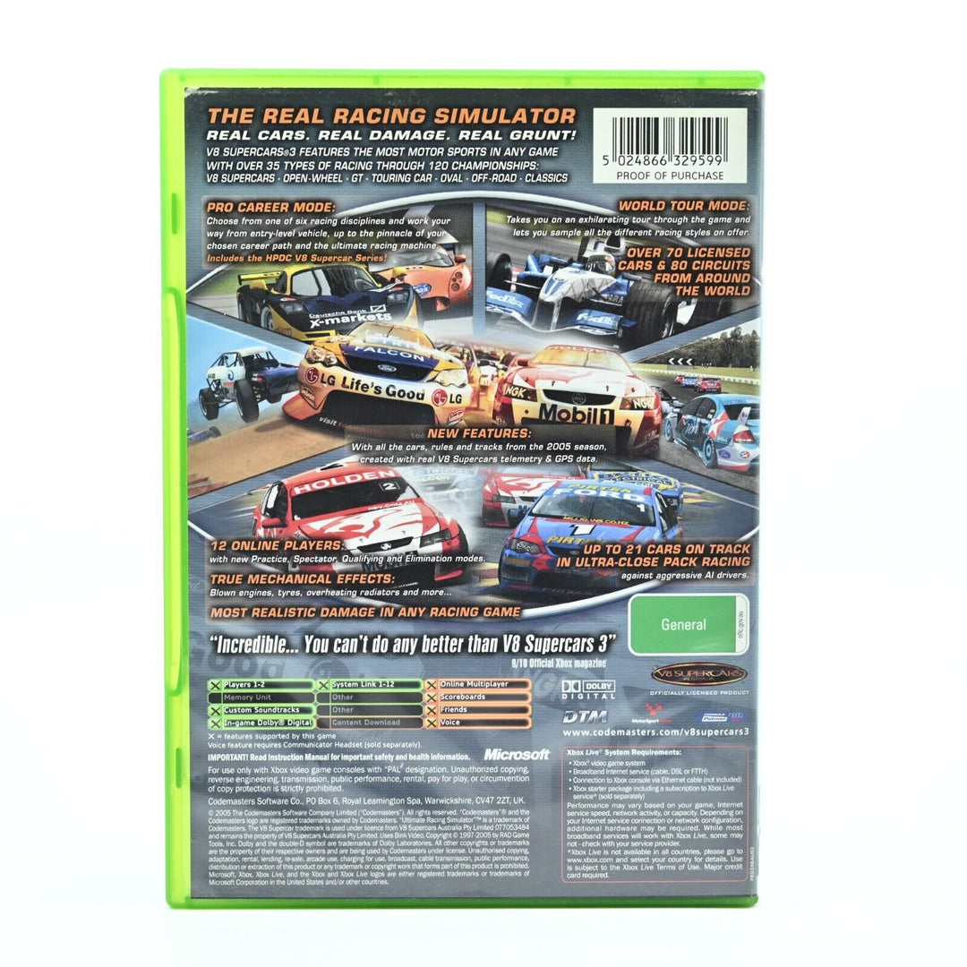 V8 Supercars Australia 3 - Original Xbox Game - PAL - FREE POST!