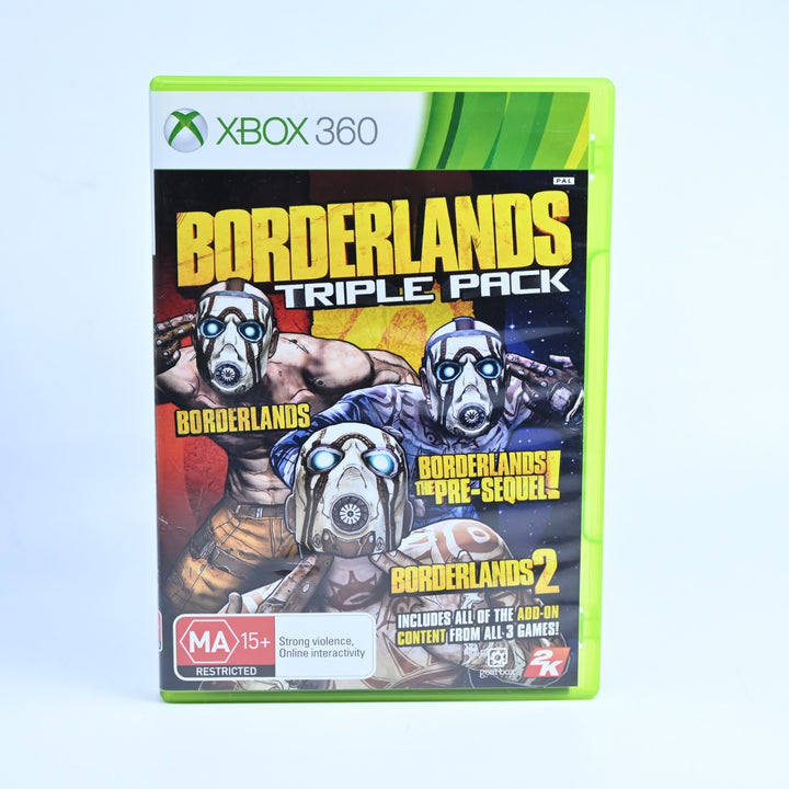 Borderlands Triple Pack - Xbox 360 Game + Manual - PAL - MINT DISC!