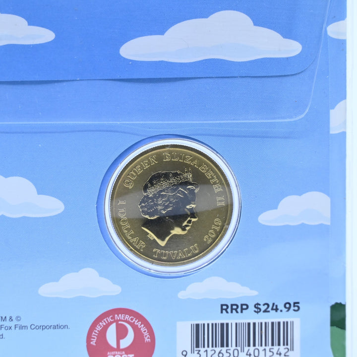 The Simpsons - 2019 Coloured Tuvalu $1 Coin + Stamp &amp; Coin Cover - Misc