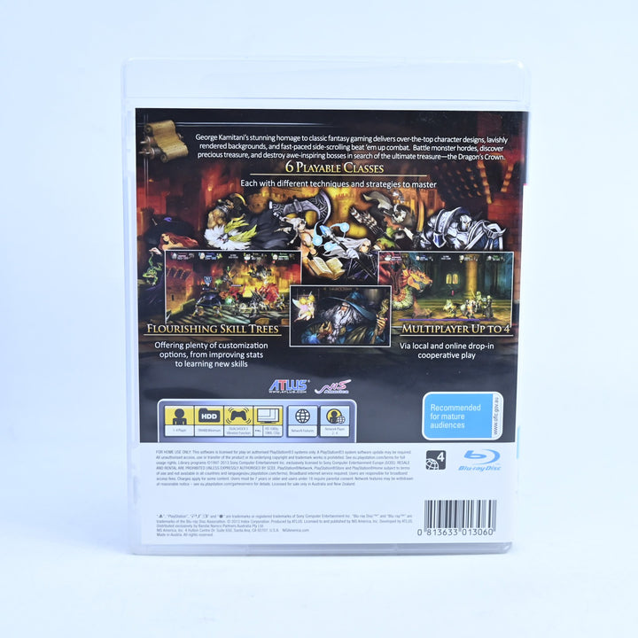 Dragon's Crown - Sony Playstation 3 / PS3 Game + Manual - MINT DISC!