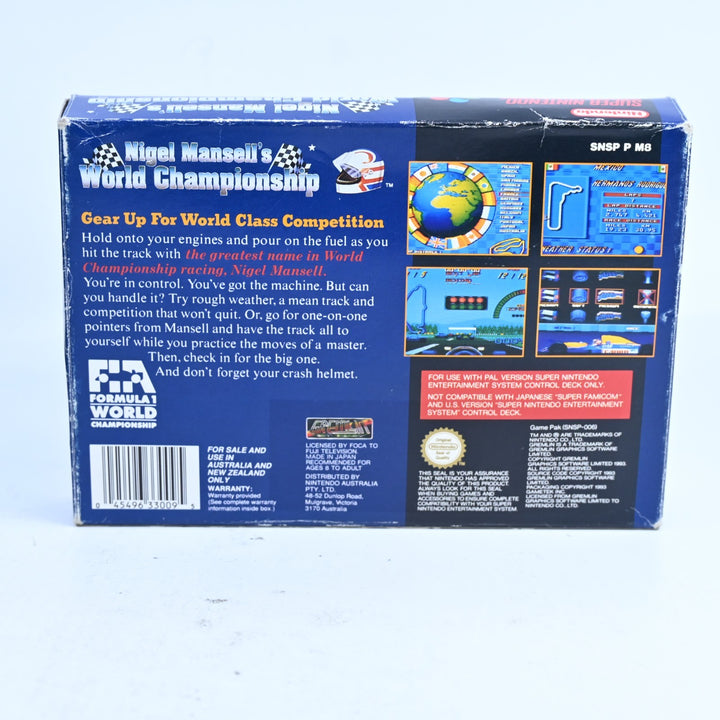 Nigel Mansell's World Championship Racing - Super Nintendo / SNES Boxed Game