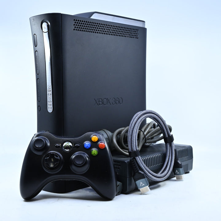 Black Xbox 360 Console - Elite - GENUINE CONTROLLERS + CABLES - PAL - FREE POST!