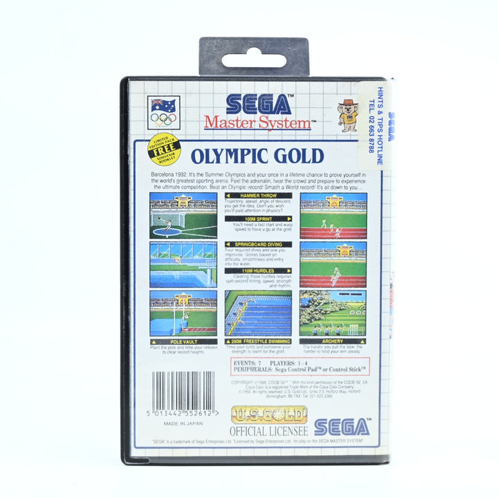 Olympic Gold - Sega Master System Game + Manual - PAL - FREE POST!