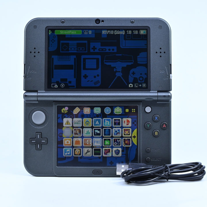 Metallic Black - UPGRADED - Top IPS - 'New' Nintendo 3DS Console XL RED-001 PAL