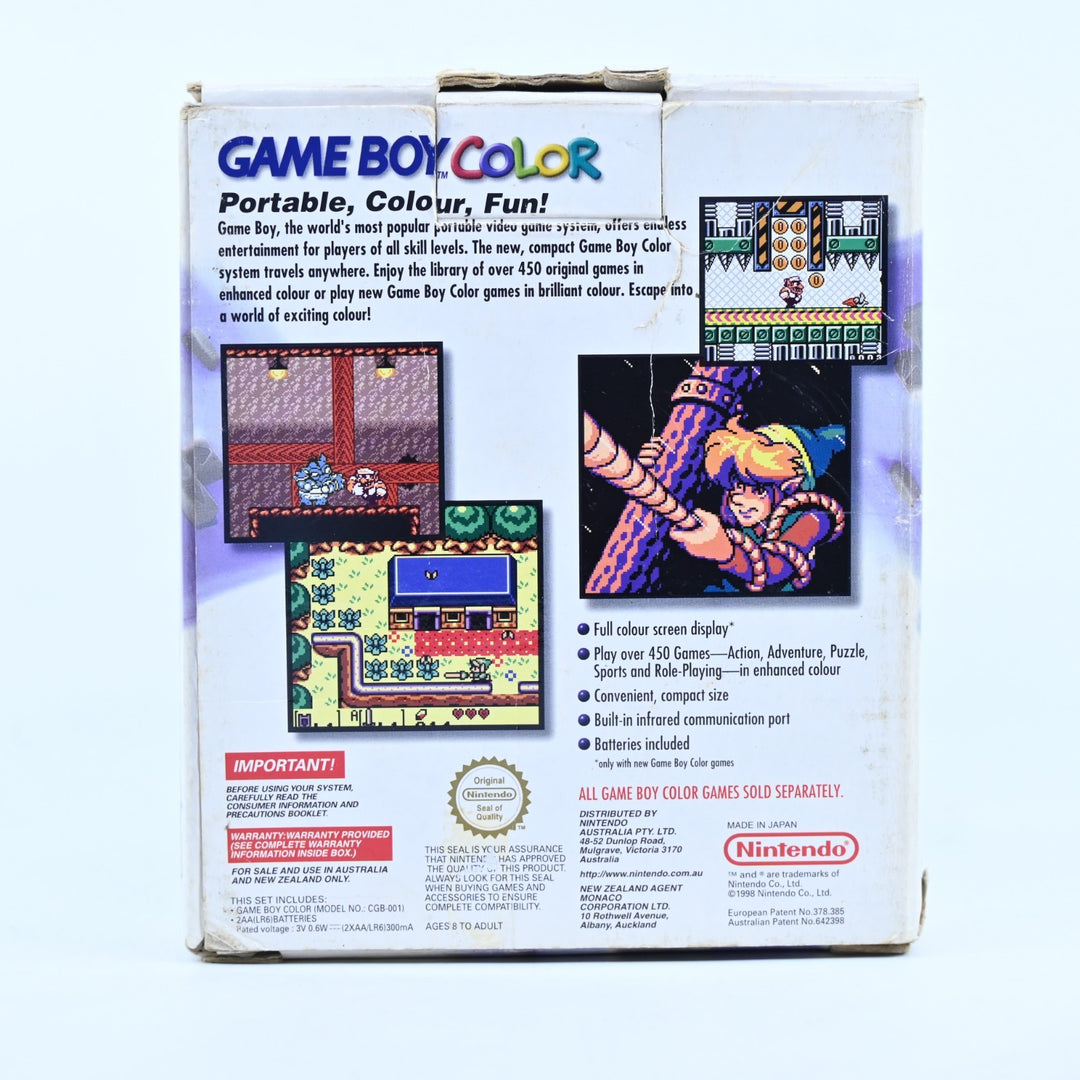 Grape Purple Nintendo Gameboy Color Boxed Console - AUS PAL - Holo label