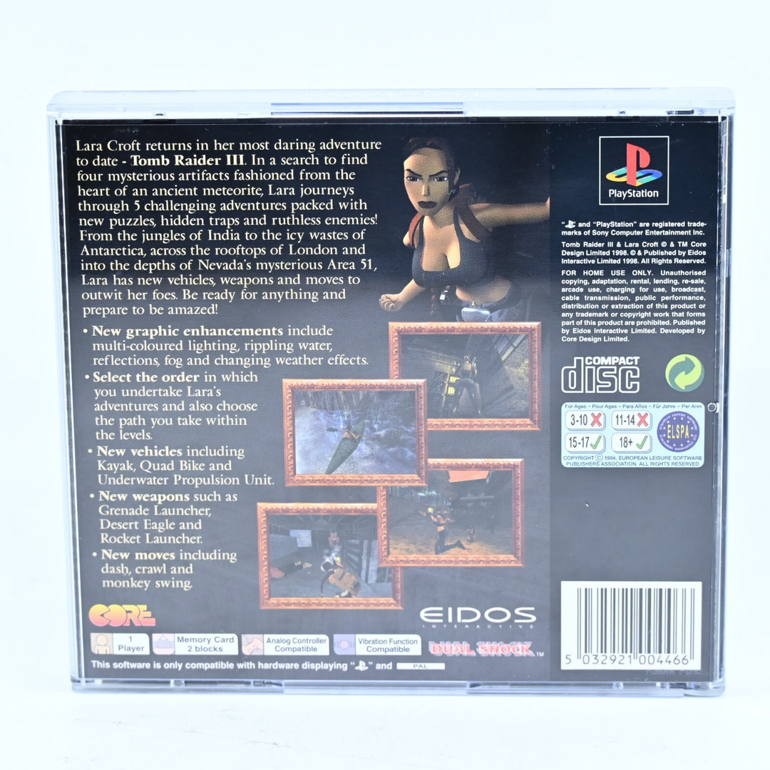 Tomb Raider III 3: Adventures of Lara Croft - PlayStation 1 / PS1 Game + Manual
