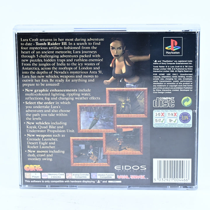 Tomb Raider III 3: Adventures of Lara Croft - PlayStation 1 / PS1 Game + Manual