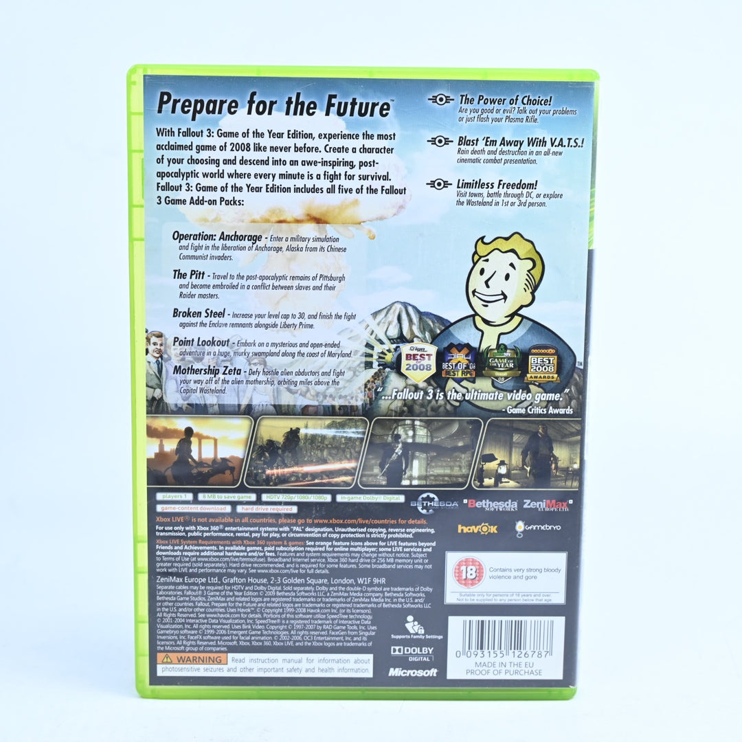 Fallout 3 - GOTY Edition - Xbox 360 Game + Manual - PAL - MINT DISC!