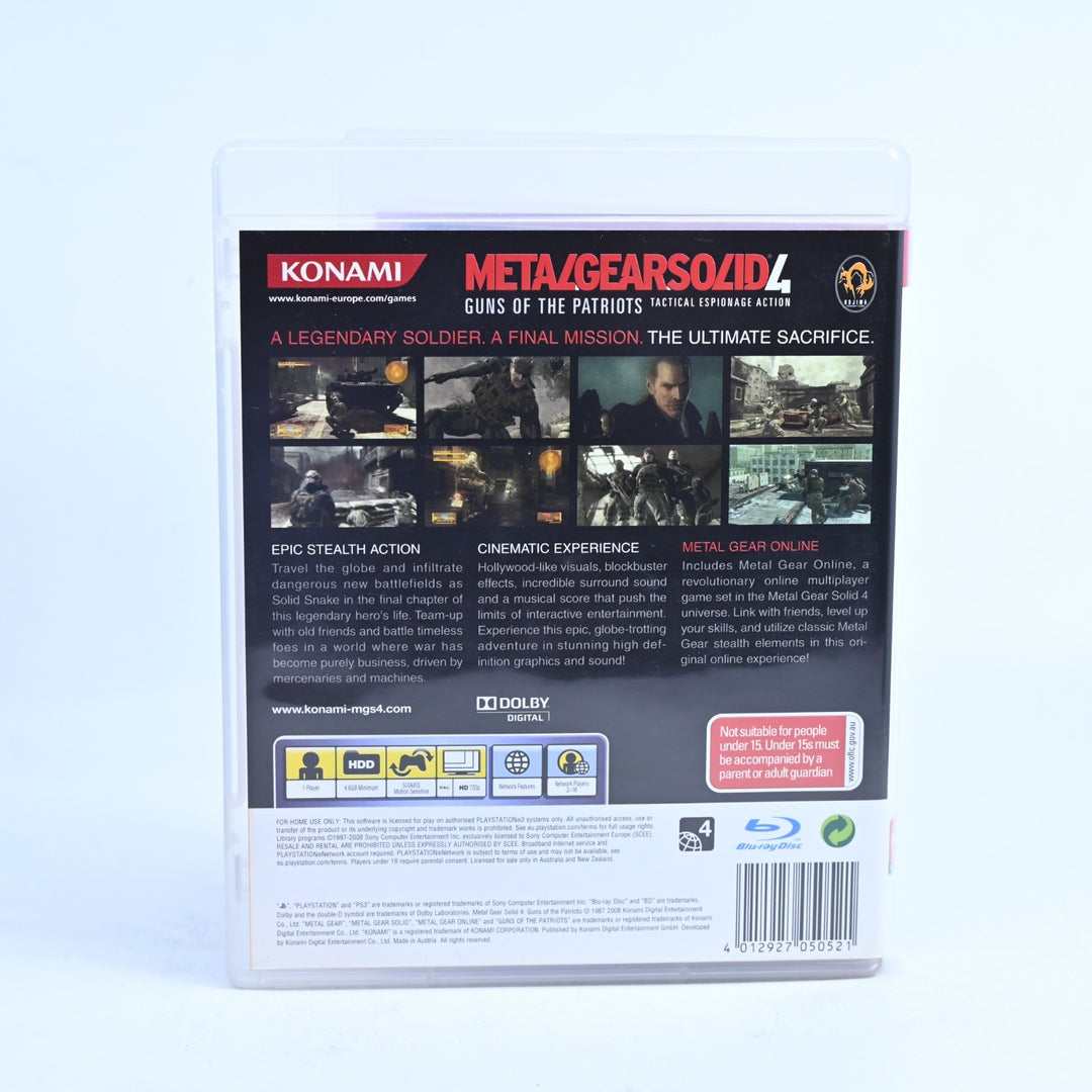 Metal Gear Solid 4: Guns of The Patriots - PS3 Game + Manual + Slipcover