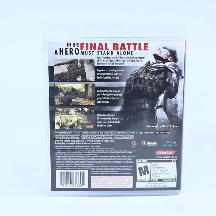 Metal Gear Solid 4: Guns of The Patriots - PS3 Game + Manual - Region Free