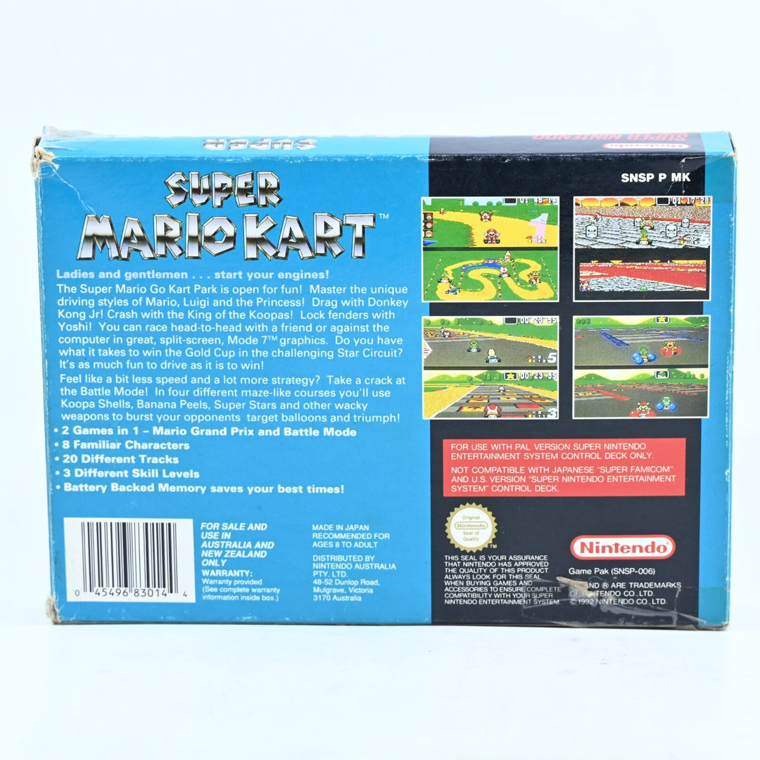 Super Mario Kart - Super Nintendo / SNES Boxed Game - PAL - FREE POST!