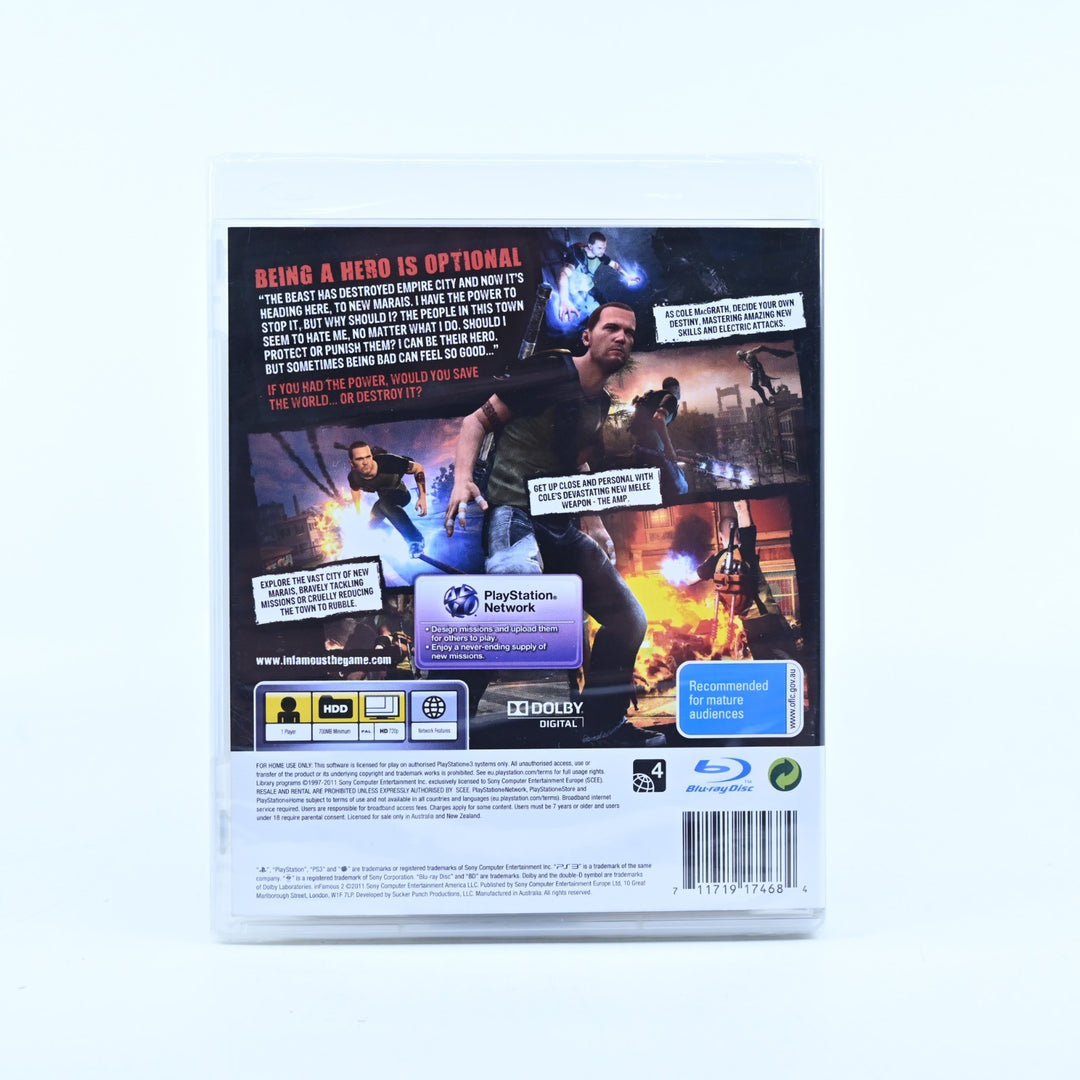inFamous 2 - Sony Playstation 3 / PS3 Game + Manual - MINT DISC! SEALED!